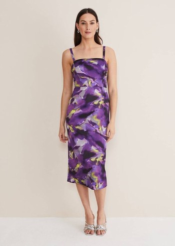 Phase Eight Adelita Abstract Print Dress Purple/Multicolor USA | 3826790-CS